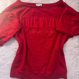 Garage Red Off-the-Shoulder Sweater